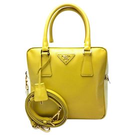 Prada Saffiano Bernice Handtasche Weiß Gelb
