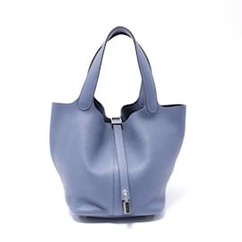 Hermès-Hermes Picotin Lock MM Handbag-Blue,Navy blue