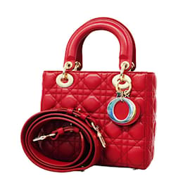 Christian Dior-Christian Dior Cannage Lady Lederhandtasche-Rot