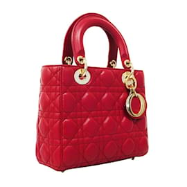 Christian Dior-Christian Dior Cannage Lady Leather Handbag-Red