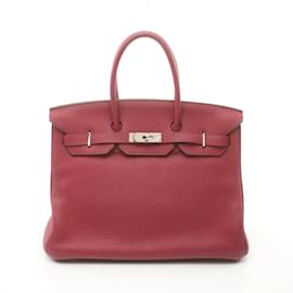 Hermès-Hermes Birkin 35 Handbag in Red-Red