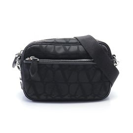 Borsa a spalla in nylon e pelle nera Valentino Nero