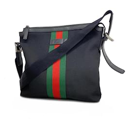 Gucci-Gucci Black Canvas Shoulder Bag-Black