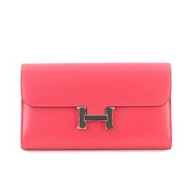 Hermès-Hermes Constance Long Bi-fold Wallet in Rose Pink-Pink