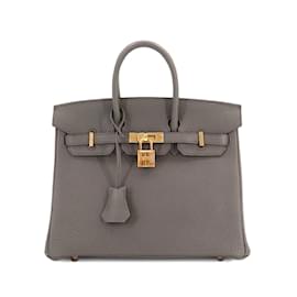 Hermès-Hermes Birkin 25 Handbag in Togo Etain-Grey