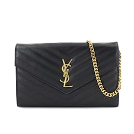 Saint Laurent-Saint Laurent Monogram Chain Wallet-Black