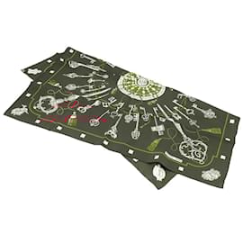 Hermès-Hermes Carre 90 Scarf Muffler Les Cles Key Pattern-Brown,Red