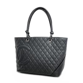 Chanel-Sac à épaule en cuir d'agneau Chanel Cambon-Noir