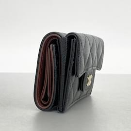 Chanel-Chanel Tri-fold Wallet in Black Caviar Leather-Black