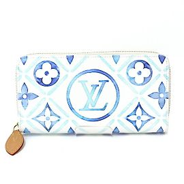 Louis Vuitton Zippy Wallet White Blue Golden Monogram