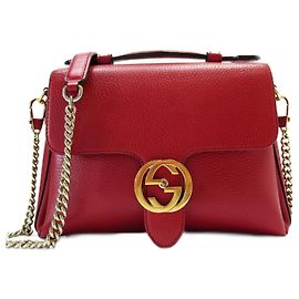 Gucci Red Leather Handbag Red