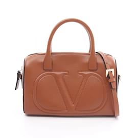 Valentino-Valentino V Handtasche aus braunem Leder-Braun