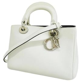 Christian Dior-Christian Dior Diorissimo Leather Handbag-White