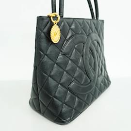 Chanel-Chanel Black Caviar Leather Tote Bag-Black