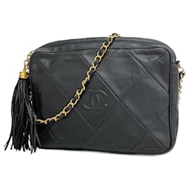 Chanel-Chanel Black Lambskin Shoulder Bag-Black