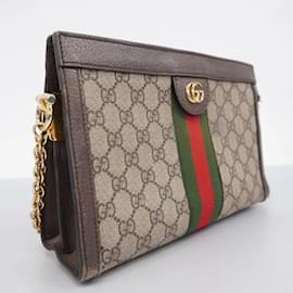 Gucci-Gucci Ophidia 503877 braune Leder Schultertasche-Braun