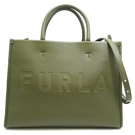 Bolsa de ombro de couro Furla Verde Caqui