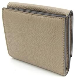 Fendi-Fendi Bi-fold Wallet in Greige Leather-Grey