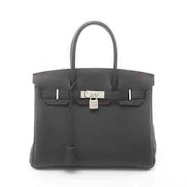 Hermès-Hermes Birkin 30 Handbag in Black Togo Leather-Black