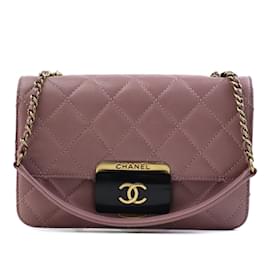 Chanel-Sac à épaule en cuir rose Chanel-Rose