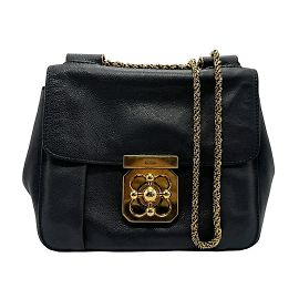 Sac à épaule en cuir Chloé Elsie Noir