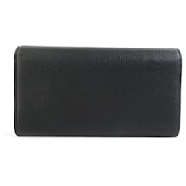 Christian Dior-Christian Dior Black Leather Long Wallet-Black