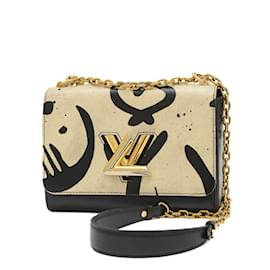 Louis Vuitton-Louis Vuitton LV Twist MM Calf Ivory Black Shoulder Bag-Black,Cream