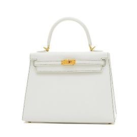Hermès Hermes Kelly 25 Handbag White Light green