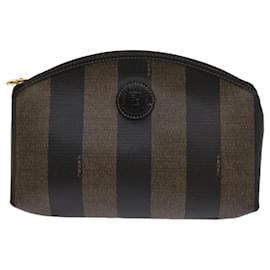 Fendi-Fendi Pequin Clutch Bag-Brown