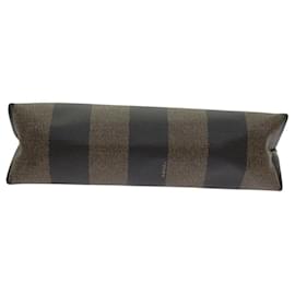 Fendi-Fendi Pequin Clutch Bag-Brown