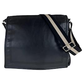 Bally-Bally Leather Shoulder Messenger Bag Black-Black