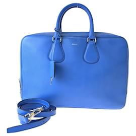 Bally-Bally Blue PVC Business Shoulder Bag for Men-Blue