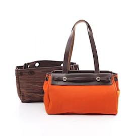 Hermès-HERMES Airbag Cabas PM Tote Bag-Braun,Orange