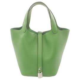 Hermès-Hermes Picotin Lock PM Handbag in Vert Yucca-Green