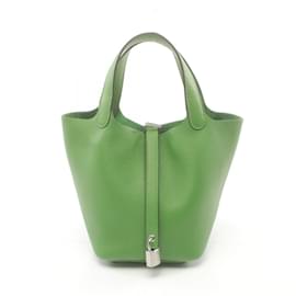 Hermès-Hermes Picotin Lock PM Handbag in Vert Yucca-Green