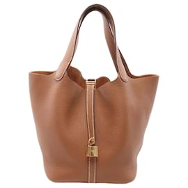 Hermès-Hermes Picotin Lock MM Handbag-Brown,Golden