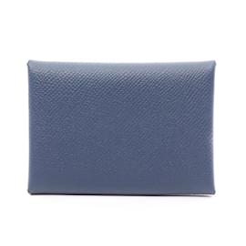 Hermès-Hermes Calvi Duo Coin Case in Blue Saphir-Blue,Navy blue