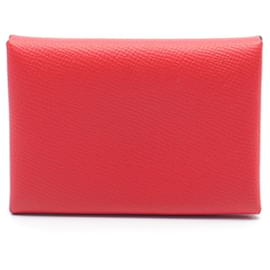 Hermès-Hermes Calvi Duo Wallet/Coin Case-Red