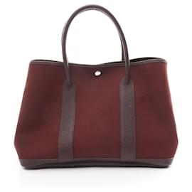 Hermès-Hermes Garden PM Handbag in Bordeaux and Brown-Brown,Red,Dark red