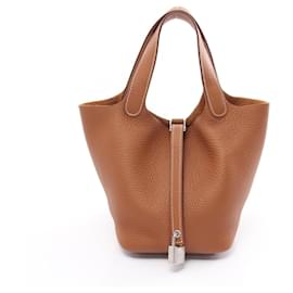 Hermès-Hermes Picotin Lock PM Gold Handbag-Brown,Golden