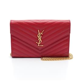 Yves Saint Laurent-Yves Saint Laurent Monogramm Schultertasche-Rot