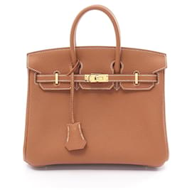 Hermès-Hermès Birkin 25 Gold Handtasche-Braun