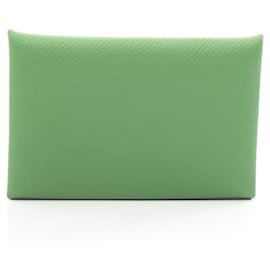 Hermès-Hermes Calvi Verso Coin Case in Green Epsom Leather-Green