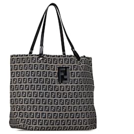 Fendi-Fendi Gray Zucchino Canvas Tote-Brown