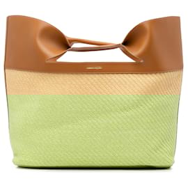 Alexander Mcqueen-Alexander McQueen Brown Large Raffia The Bow Tote-Brown,Beige
