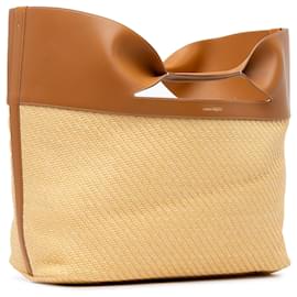 Alexander Mcqueen-Alexander McQueen Brown Large Raffia The Bow Tote-Brown,Beige