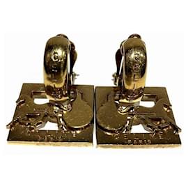 Céline-Celine Gold Clip Earrings-Golden