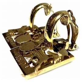 Céline-Celine Gold Clip Earrings-Golden