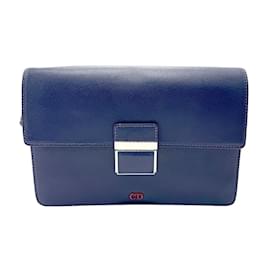 Christian Dior-Christian Dior Navy Leather Clutch Bag-Navy blue