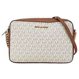 Michael Kors Monogram Chain Shoulder Bag White
